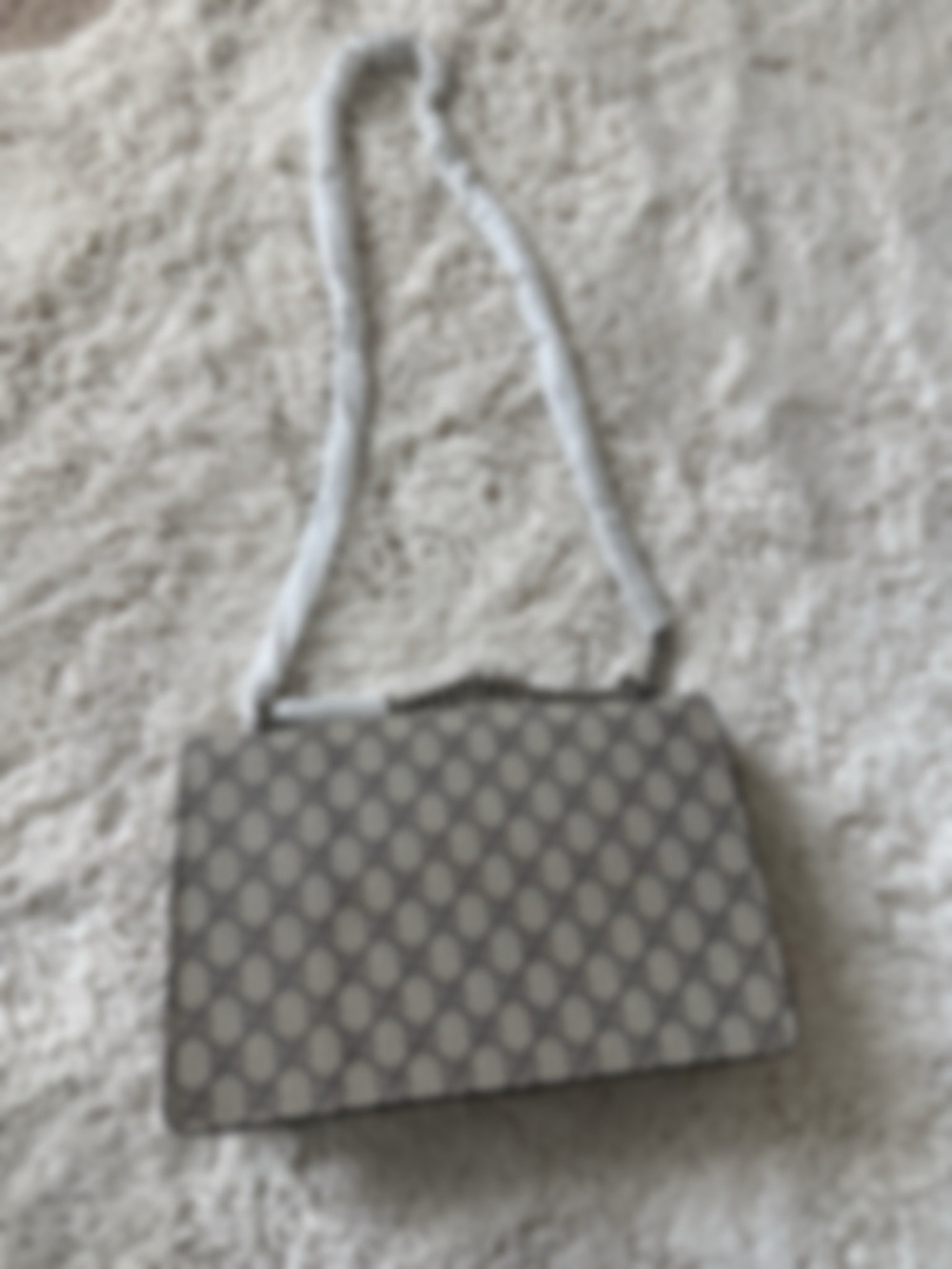 Designer-Style Neutral Patterned Shoulder Bag - Beige - Picture 2 of 3